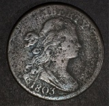 1803 DRAPED LARGE CENT VG/F