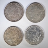 4-XF MORGAN DOLLARS: 1882-S, 84, 91 & 1901-O