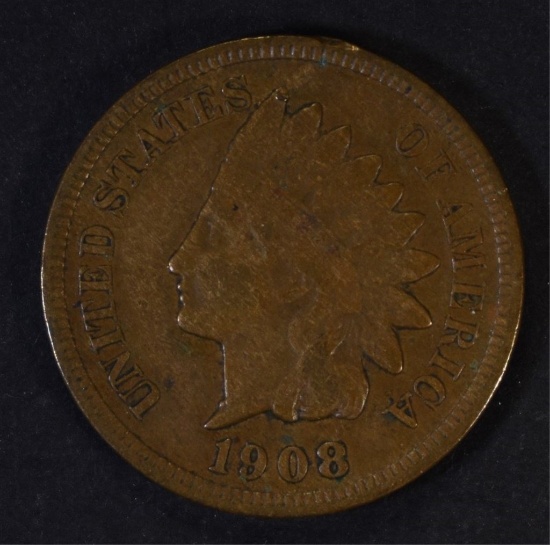 1908-S INDIAN HEAD CENT, F/VF