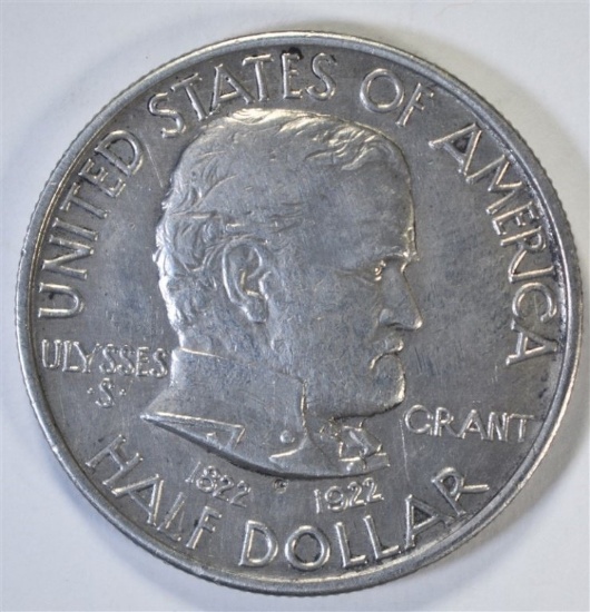 1922 GRANT COMMEM HALF DOLLAR, AU