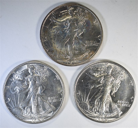 3 - 1944-S WALKING LIBERTY HALF DOLLARS