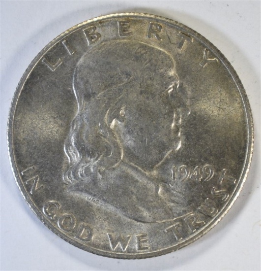 1949-S FRANKLIN HALF DOLLAR, AU/BU