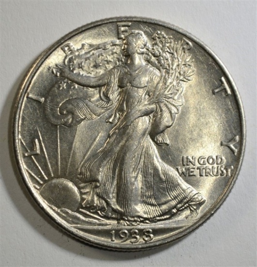 1938 WALKING LIBERTY HALF DOLLAR, CH BU+