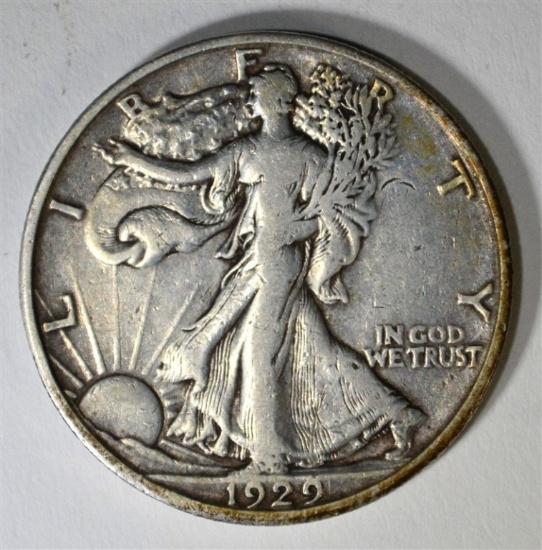 1929-D WALKING LIBERTY HALF DOLLAR, VF/XF