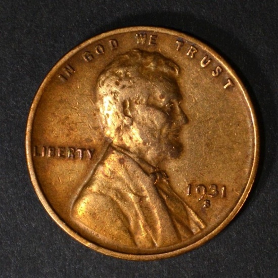 1931-S LINCOLN CENT, XF KEY COIN