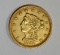 1852-O $2.5 GOLD LIBERTY CH AU
