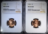 1955 & 56 LINCOLN CENTS NGC MS-66 RD BETTER DATES