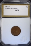 1922 No D LINCOLN CENT PCI GOOD