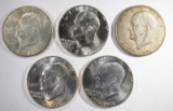 5- SILVER IKE DOLLARS; 1971-S, 74-S, (3) 76-S