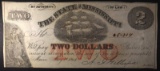 1864 STATE OF MISSISSIPPI $2.00 NOTE, CU++