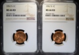 2 - 1952 S LINCOLN CENTS NGC MS66 RD