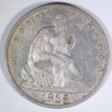 1858-O SEATED HALF DOLLAR, AU