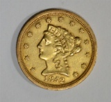 1852-O $2.5 GOLD LIBERTY CH AU