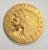 1912 $2.5 GOLD INDIAN BU