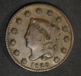 1828 LARGE CENT SMALL WIDE DATE  F-VF