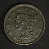 1841 LARGE CENT  VF/XF
