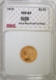 1915 $2.50 GOLD INDIAN RNG CH BU