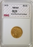 1915 $5.00 GOLD INDIAN RNG CH BU