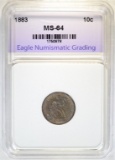 1883 SEATED DIME, ENG CH/GEM BU