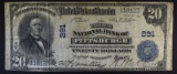1902 $20.00 NATIONAL NOTE, PITTSBURG PA NICE F+