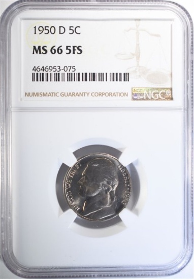 1950-D JEFFERSON NICKEL NGC MS66 5FS