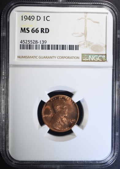 1949-D LINCOLN CENT, NGC MS-66 RED