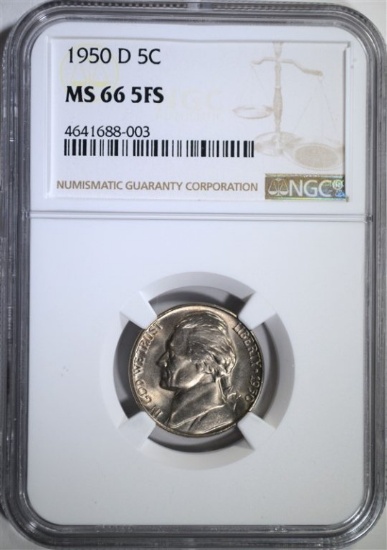 1950-D JEFFERSON NICKEL NGC MS66 5FS