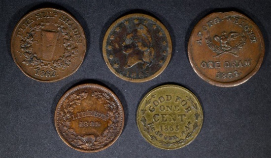 5-AVE CIRC CIVIL WAR TOKENS