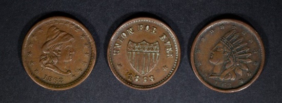 3-PATRIOTIC CIVIL WAR TOKENS