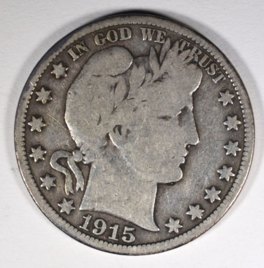 1915 BARBER HALF DOLLAR, VG NICE!