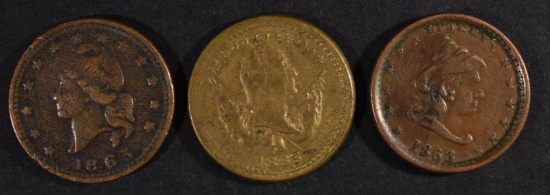 3-PATRIOTIC CIVIL WAR TOKENS