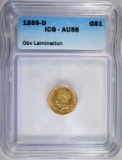 1859-D GOLD $1  ICG AU 58