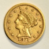 1871-S $2.50 LIBERTY GOLD COIN VF/XF