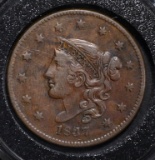 1837 LARGE CENT, XF/AU