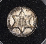 1862 3-CENT SILVER, XF/AU