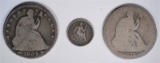 3 COIN LOT; 1854-O G/VG & 1876 AG SEATED HALF