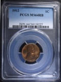 1912 LINCOLN CENT PCGS MS-64 RB