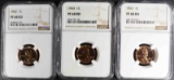 1962, 63, & 64 LINCOLN CENTS, NGC PF68 RD