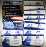 1999-2013 U.S. QUARTER PROOF SETS ORIG BOXES/COA