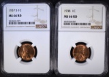 1937-S & 1938 NGC MS66 RD LINCOLN CENTS
