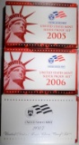 3 Silver Proof Sets 2005-2007