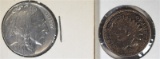 2 COIN LOT: 1861 INDIAN HEAD CENT FINE &