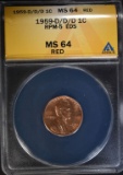 1959-D/D/D LINCOLN CENT ANACS MS 64 RED