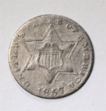 1857 3-CENT SILVER, FINE