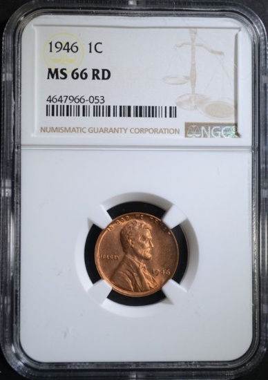 1946 LINCOLN CENT NGC MS 66 RD