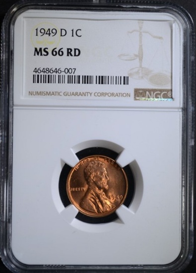 1949-D LINCOLN CENT NGC MS66 RD