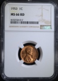1953 LINCOLN CENT NGC MS66 RD TOUGH DATE