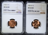 1955-D & 1955-S NGC MS66 RD LINCOLN