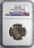 1921 STANDING LIBERTY QUARTER, NGC VF cleaned