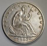1853 ARROWS/RAYS SEATED HALF DOLLAR